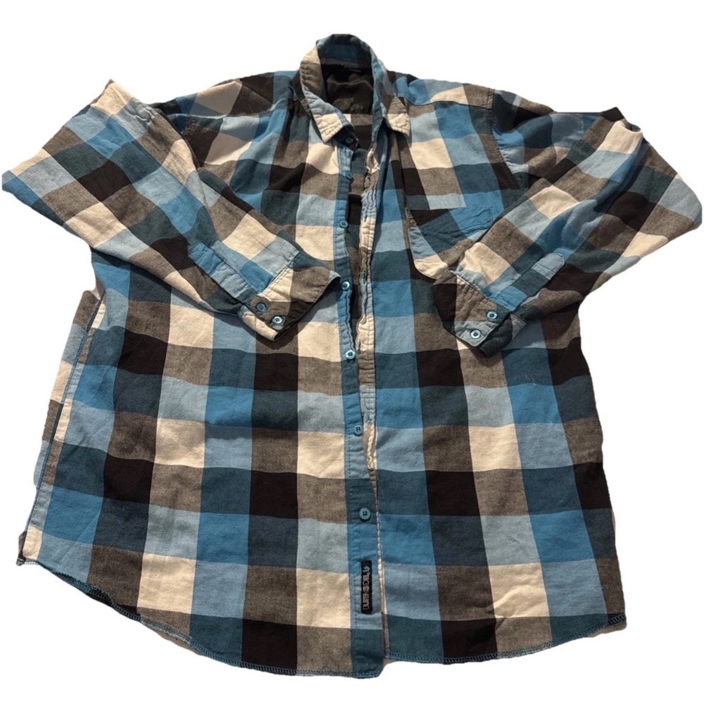 Burnside Men's 2xL Yarn-Dyed Long Sleeve Flannel Shirt Blue Plaid